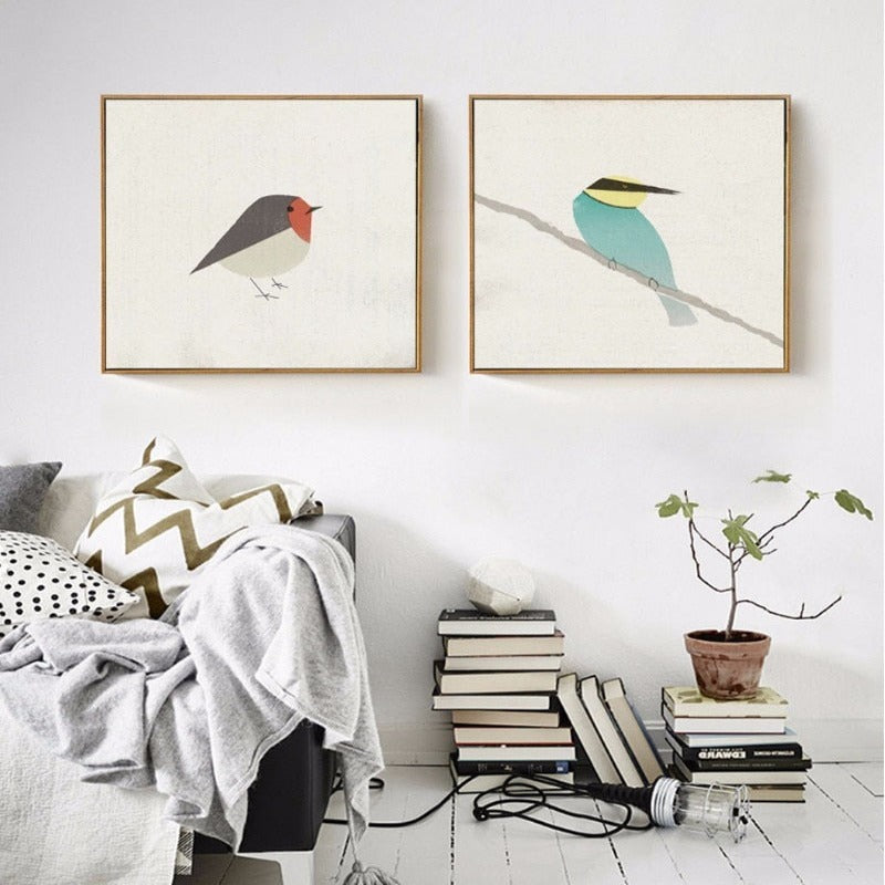 Birds Robin Bee-Eater - Canvas Wall Art Painting | Bowlift