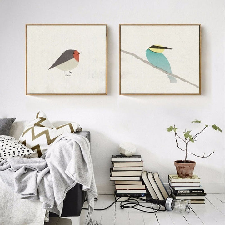 Birds Robin Bee-Eater - Canvas Wall Art Painting | Bowlift