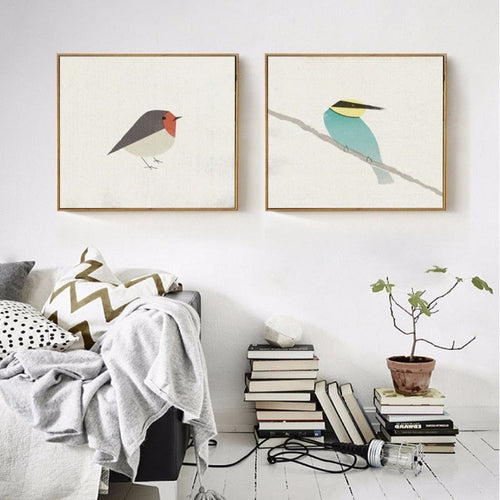 Birds Robin Bee-Eater - Canvas Wall Art Painting | Bowlift
