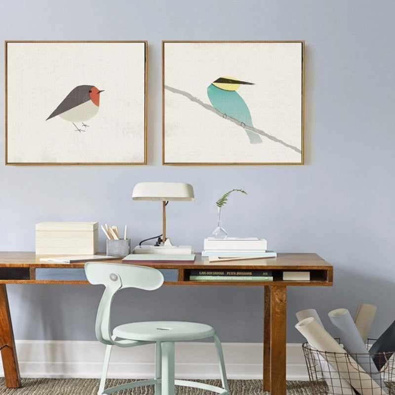 Birds Robin Bee-Eater - Canvas Wall Art Painting | Bowlift