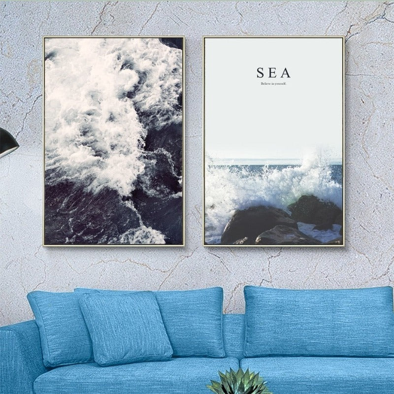 Sea Spray Landscape Nordic - Canvas Wall Art Painting | Bowlift