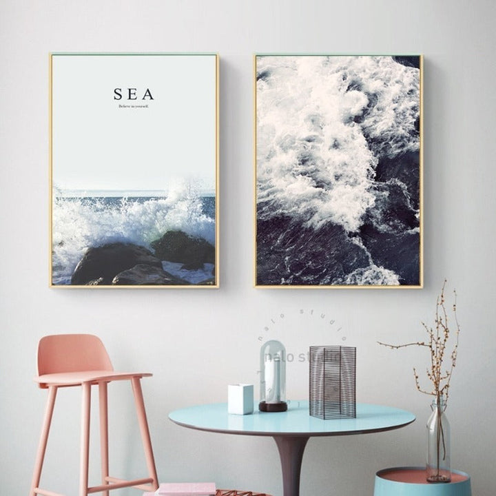 Sea Spray Landscape Nordic - Canvas Wall Art Painting | Bowlift