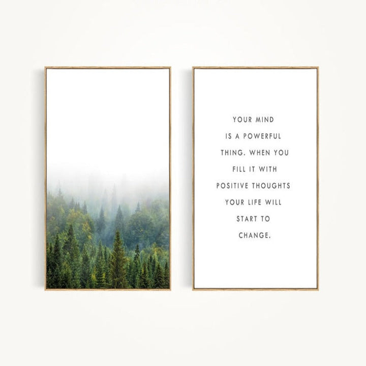 Pine Forest Landscape Inspiring Quote - Canvas Wall Art Painting | Bowlift