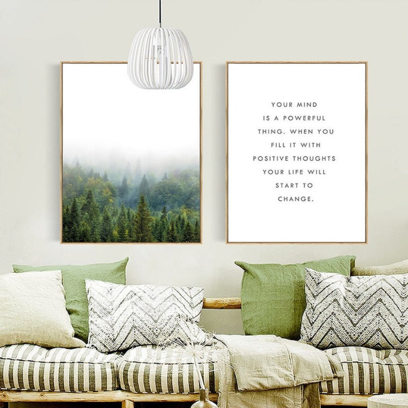 Pine Forest Landscape Inspiring Quote - Canvas Wall Art Painting | Bowlift
