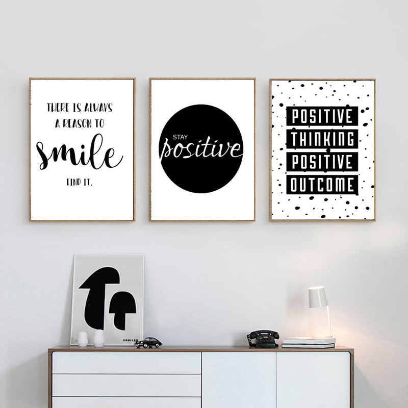 Motivational Life Quote Black White - Canvas Wall Art Painting | Bowlift