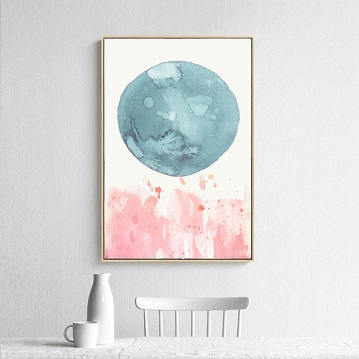 Abstract Watercolor Pink Blue - Canvas Wall Art Painting | Bowlift