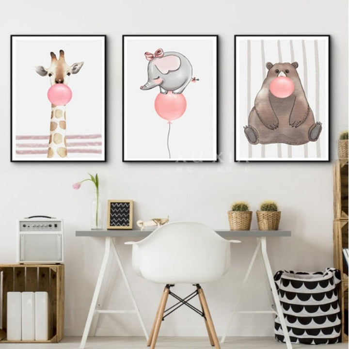 Balloon Party At Woodland - Canvas Wall Art Painting | Bowlift