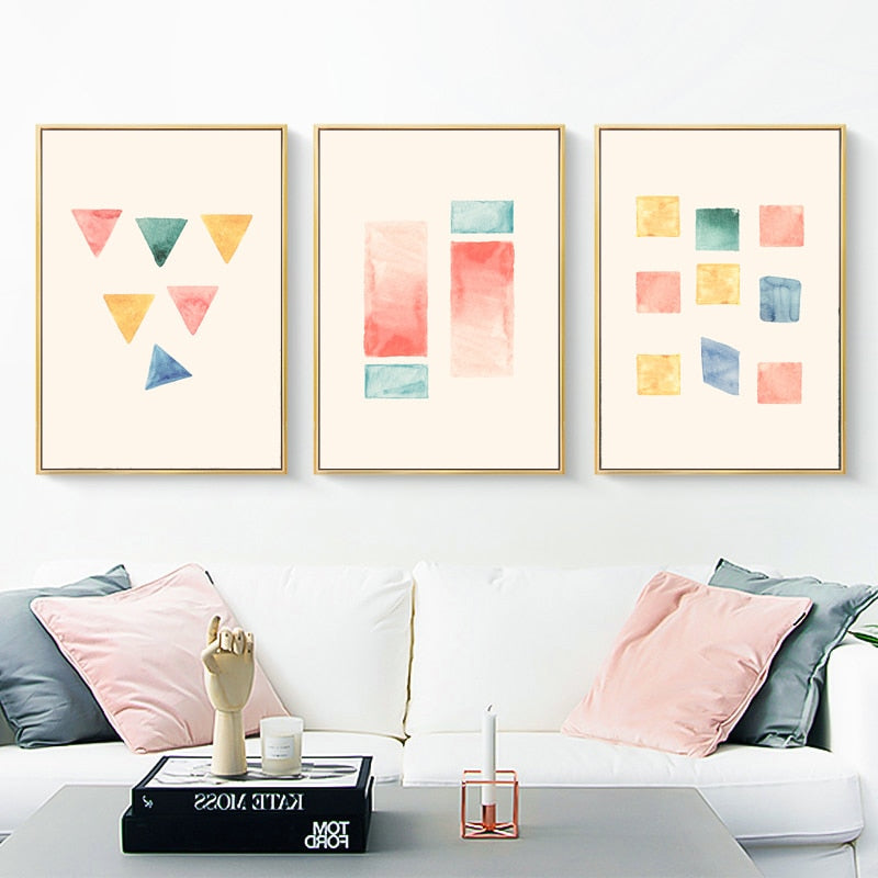 Geometric Watercolor Prints Posters - Canvas Wall Art Painting | Bowlift