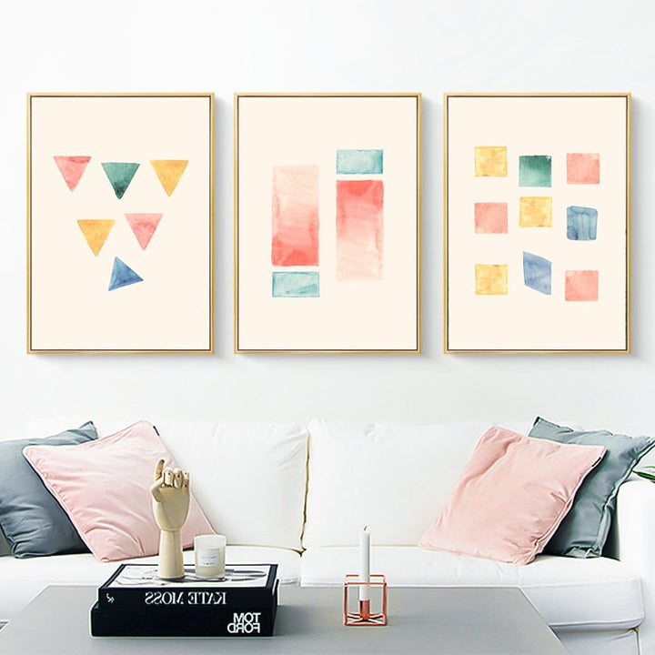 Geometric Watercolor Prints Posters - Canvas Wall Art Painting | Bowlift