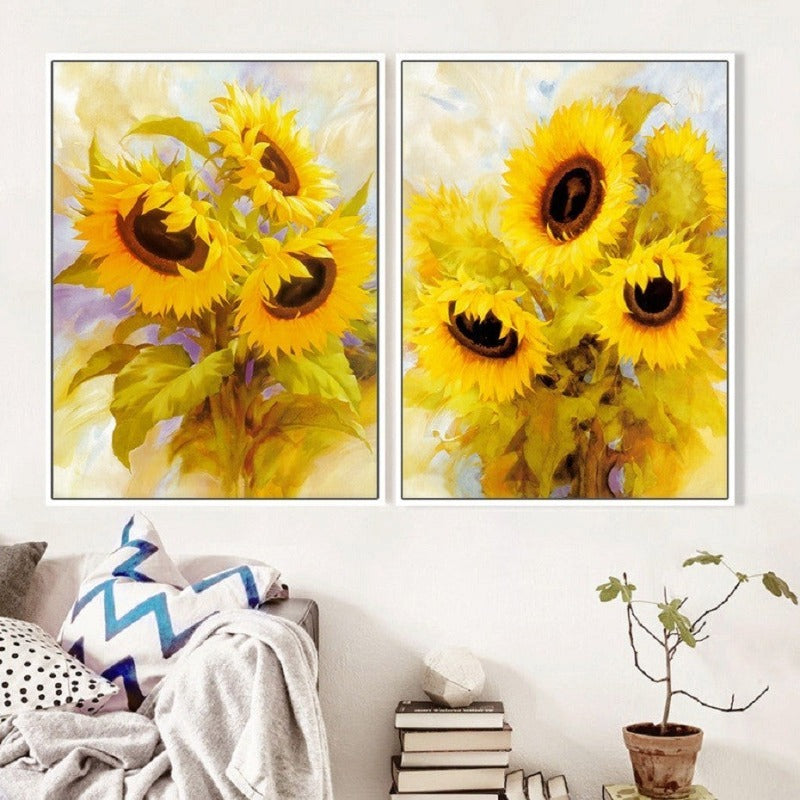Modern Sunflower Wall Art Flowers - Canvas Wall Art Painting | Bowlift
