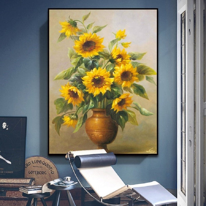 Modern Sunflower Wall Art Flowers - Canvas Wall Art Painting | Bowlift