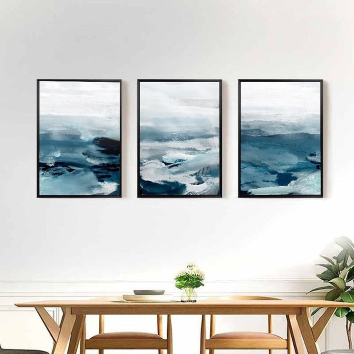 Abstract Landscape Mountain Blue Nordic - Canvas Wall Art Painting | Bowlift