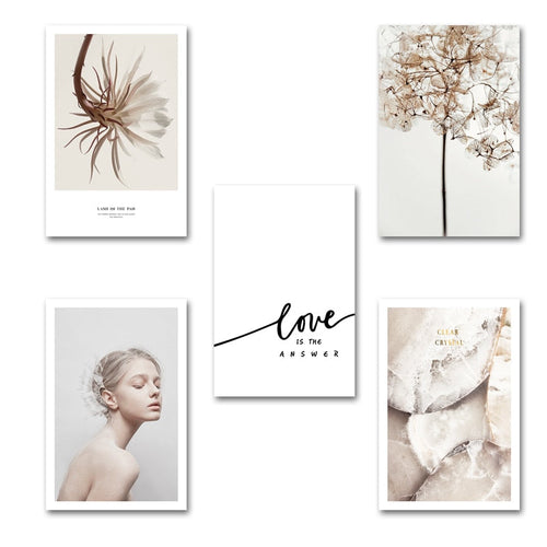 Modern Nordic Flower Prints Love is The Answer - Canvas Wall Art Painting | Bowlift