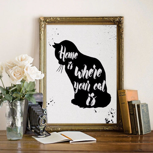 Cat Is Home-Canvas Wall Art Painting | Bowlift