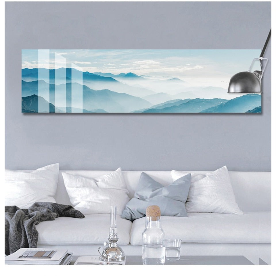 Scandinavia Foggy Mountain Landscape - Canvas Wall Art Painting | Bowlift