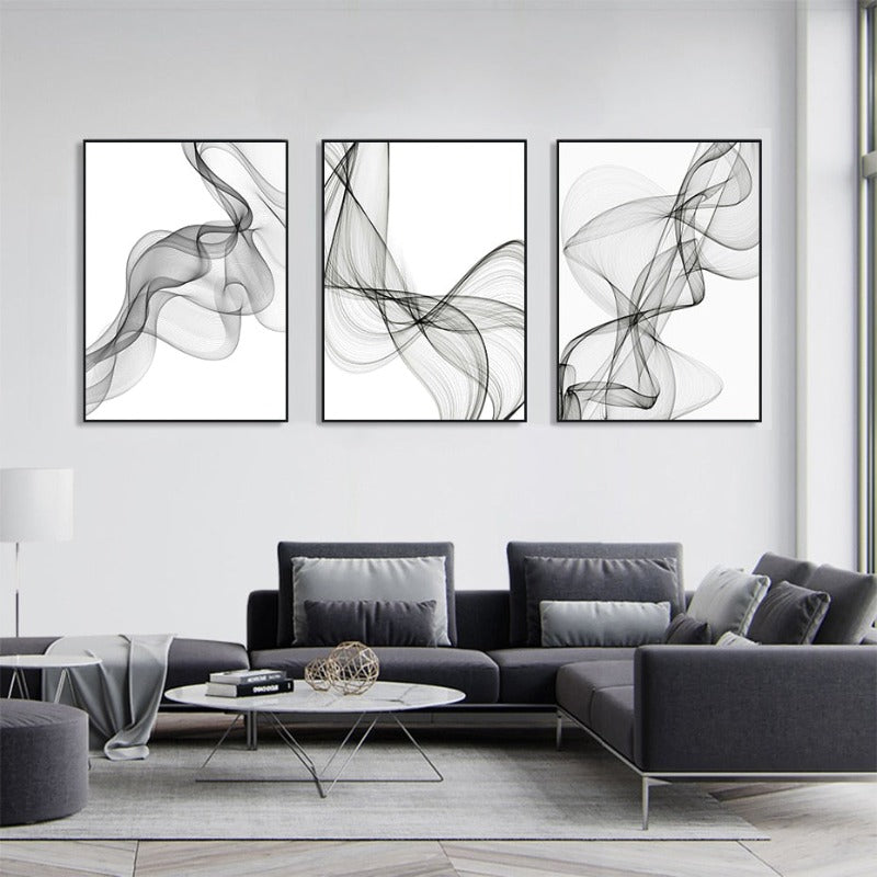 Abstract Wavy Lines Pattern - Canvas Wall Art Painting | Bowlift
