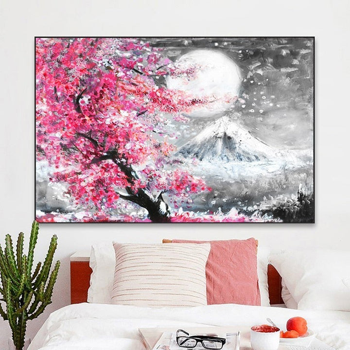 Mount Fuji Cherry Blossom Landscape Japan  - Canvas Wall Art Painting | Bowlift
