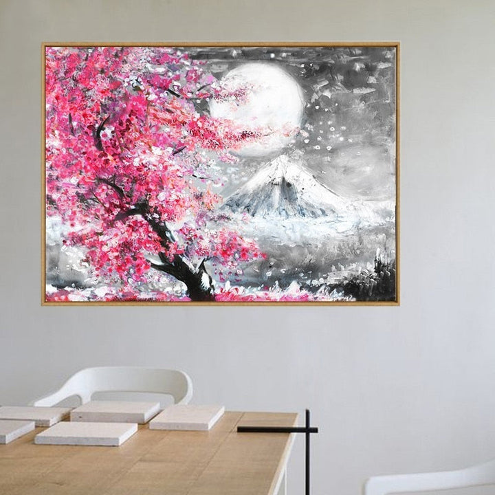 Mount Fuji Cherry Blossom Landscape Japan  - Canvas Wall Art Painting | Bowlift