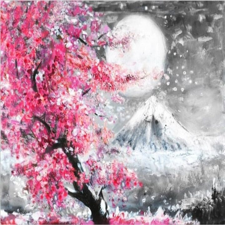 Mount Fuji Cherry Blossom Landscape Japan  - Canvas Wall Art Painting | Bowlift