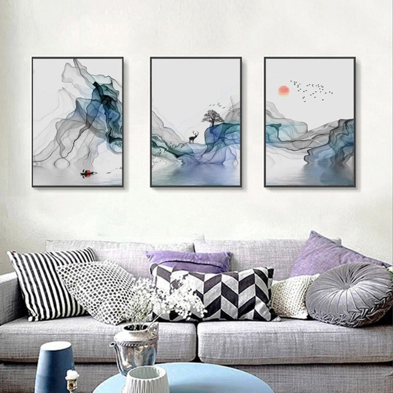 Abstract Sunrise - Canvas Wall Art Painting | Bowlift