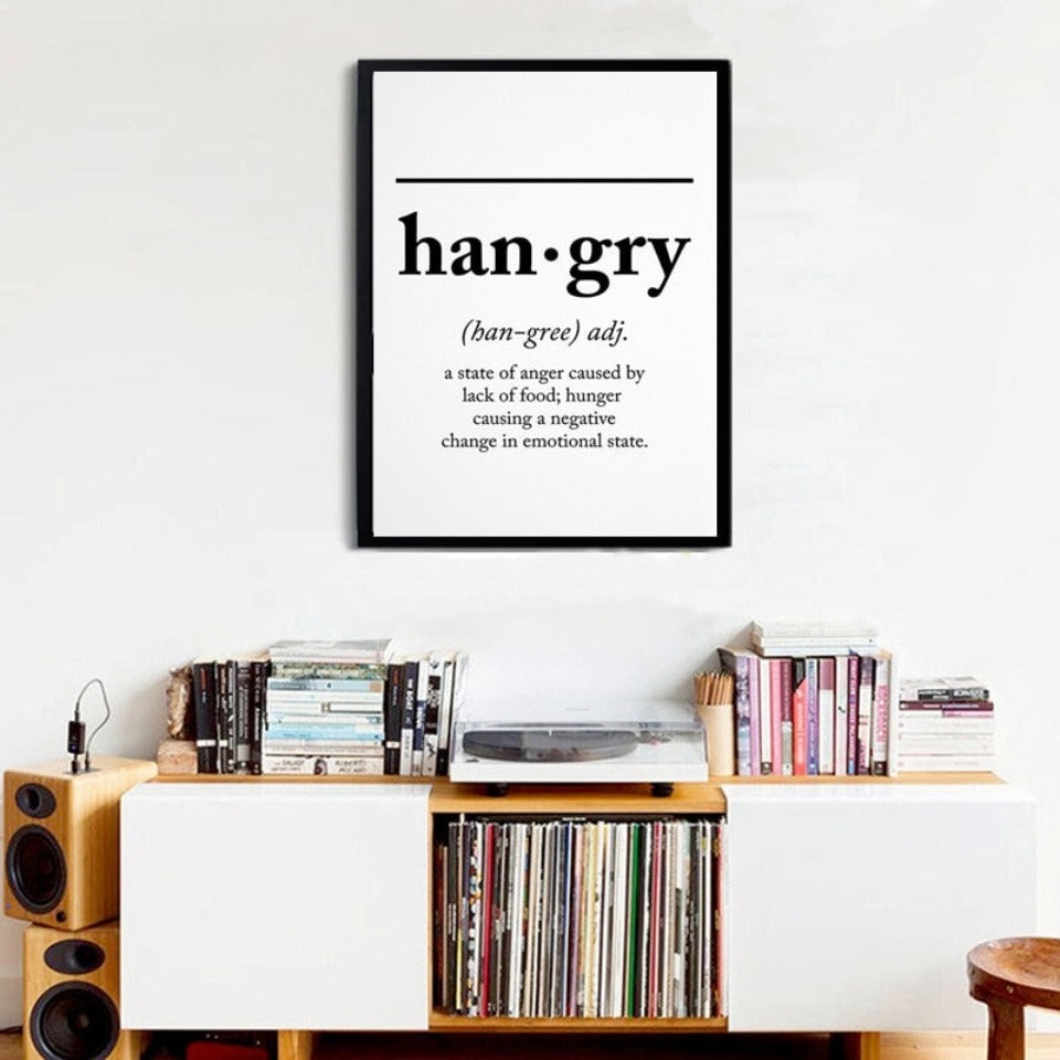 Scandinavian Hangry Definition Letters - Canvas Wall Art Painting | Bowlift