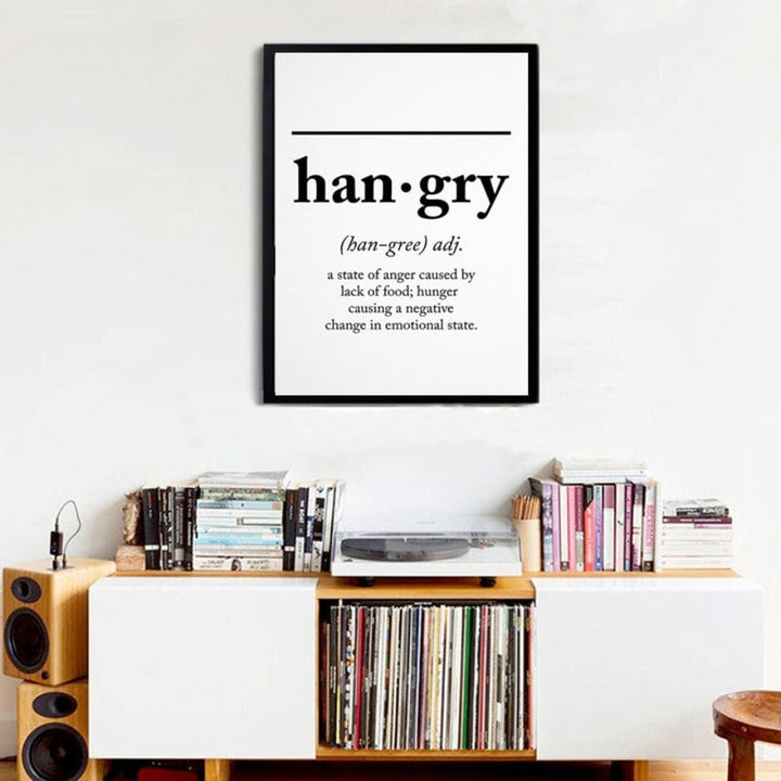 Scandinavian Hangry Definition Letters - Canvas Wall Art Painting | Bowlift