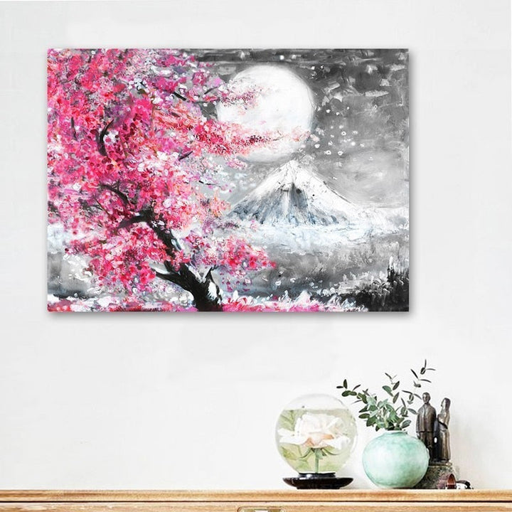 Mount Fuji Cherry Blossom Landscape Japan  - Canvas Wall Art Painting | Bowlift
