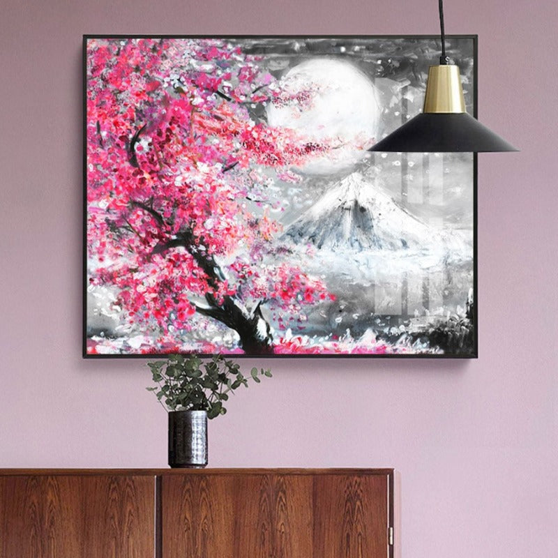 Mount Fuji Cherry Blossom Landscape Japan  - Canvas Wall Art Painting | Bowlift