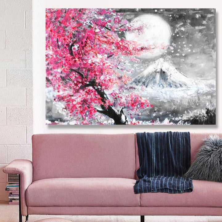 Mount Fuji Cherry Blossom Landscape Japan  - Canvas Wall Art Painting | Bowlift