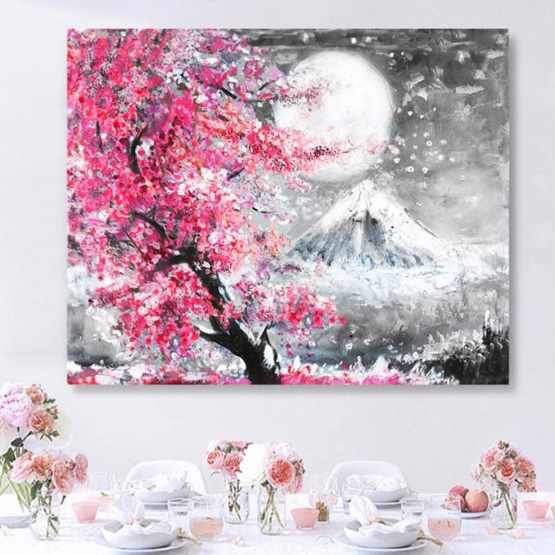 Mount Fuji Cherry Blossom Landscape Japan  - Canvas Wall Art Painting | Bowlift