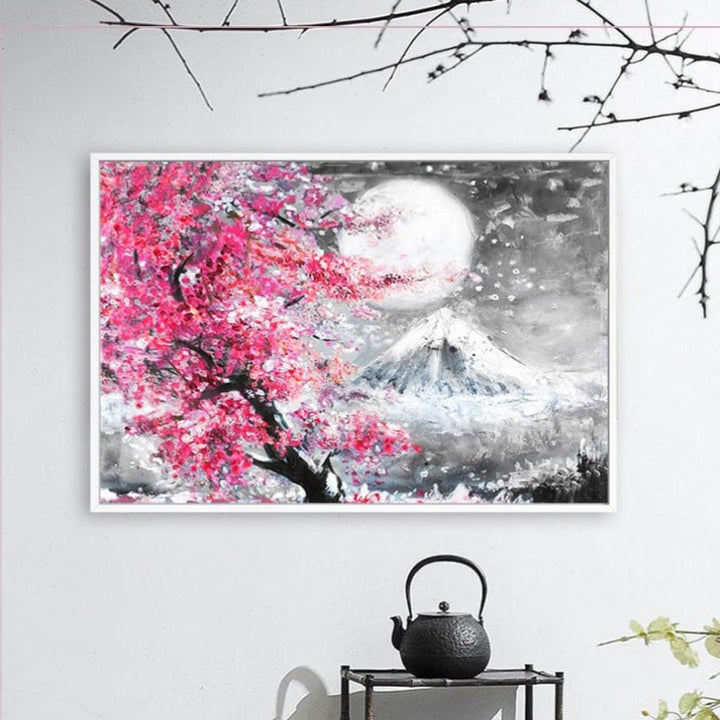 Mount Fuji Cherry Blossom Landscape Japan  - Canvas Wall Art Painting | Bowlift