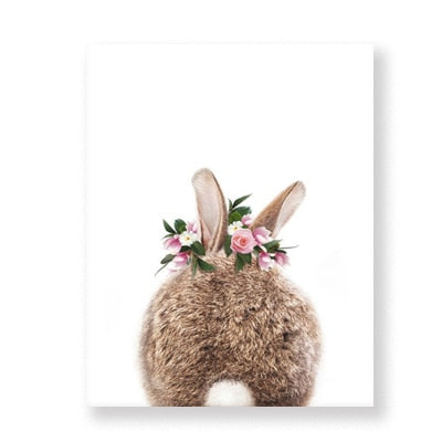 Rabbit BunnyTail Woodland Animal - Canvas Wall Art Painting | Bowlift