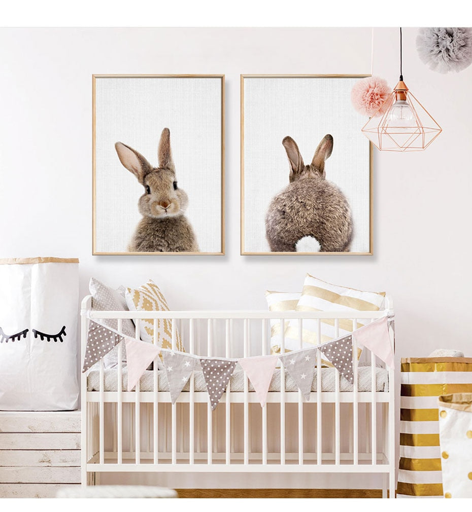 Rabbit BunnyTail Woodland Animal - Canvas Wall Art Painting | Bowlift