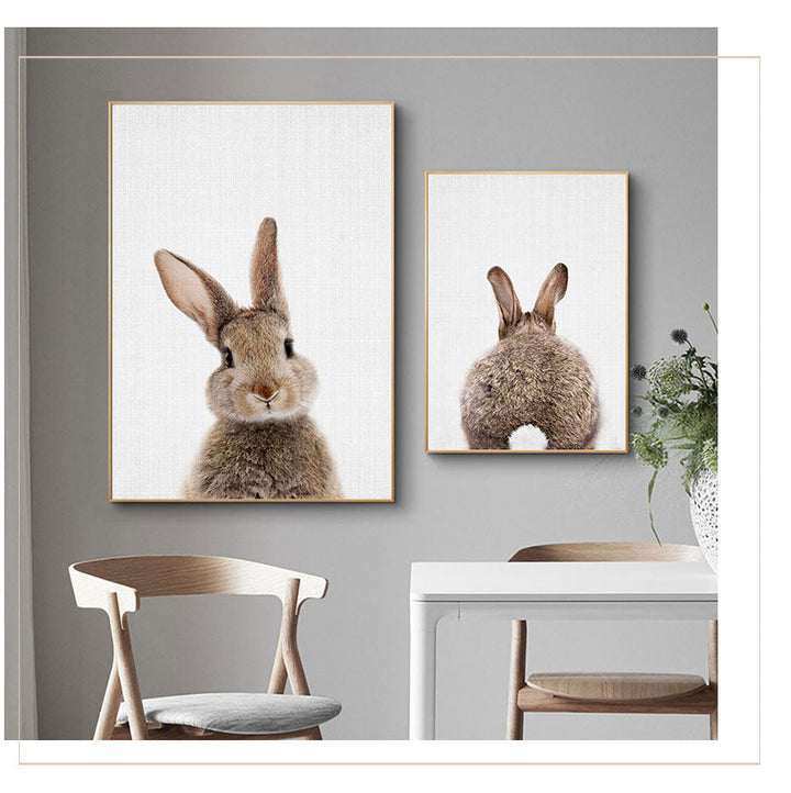 Rabbit BunnyTail Woodland Animal - Canvas Wall Art Painting | Bowlift