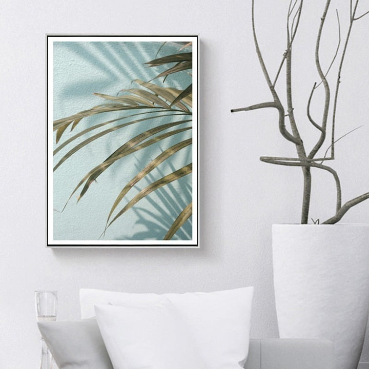 Modern Pink Floral Green Leaves Words - Canvas Wall Art Painting | Bowlift