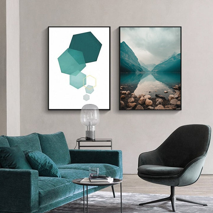 Scandinavian Landscape Geometry Abstract - Canvas Wall Art Painting | Bowlift