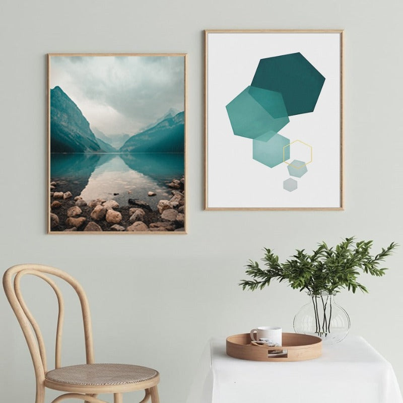 Scandinavian Landscape Geometry Abstract - Canvas Wall Art Painting | Bowlift