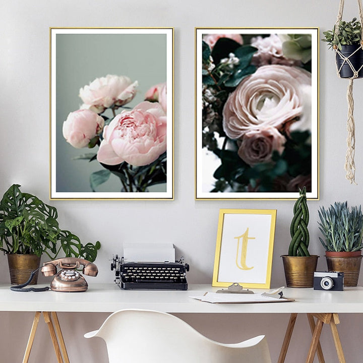 Modern Peonies Floral Canvas Painting Gallery Flower - Canvas Wall Art Painting | Bowlift
