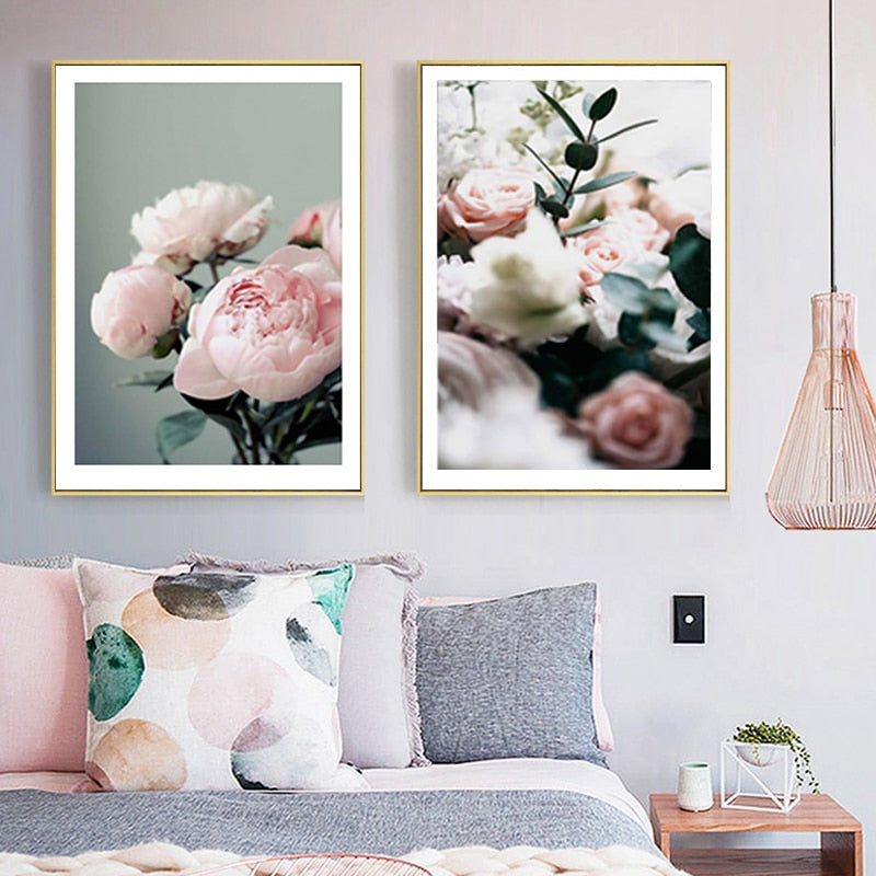 Modern Peonies Floral Canvas Painting Gallery Flower - Canvas Wall Art Painting | Bowlift