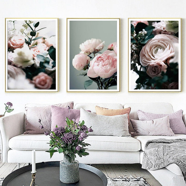 Modern Peonies Floral Canvas Painting Gallery Flower - Canvas Wall Art Painting | Bowlift