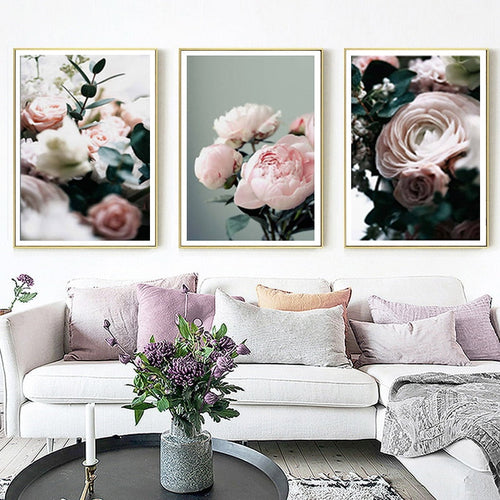 Modern Peonies Floral Canvas Painting Gallery Flower - Canvas Wall Art Painting | Bowlift