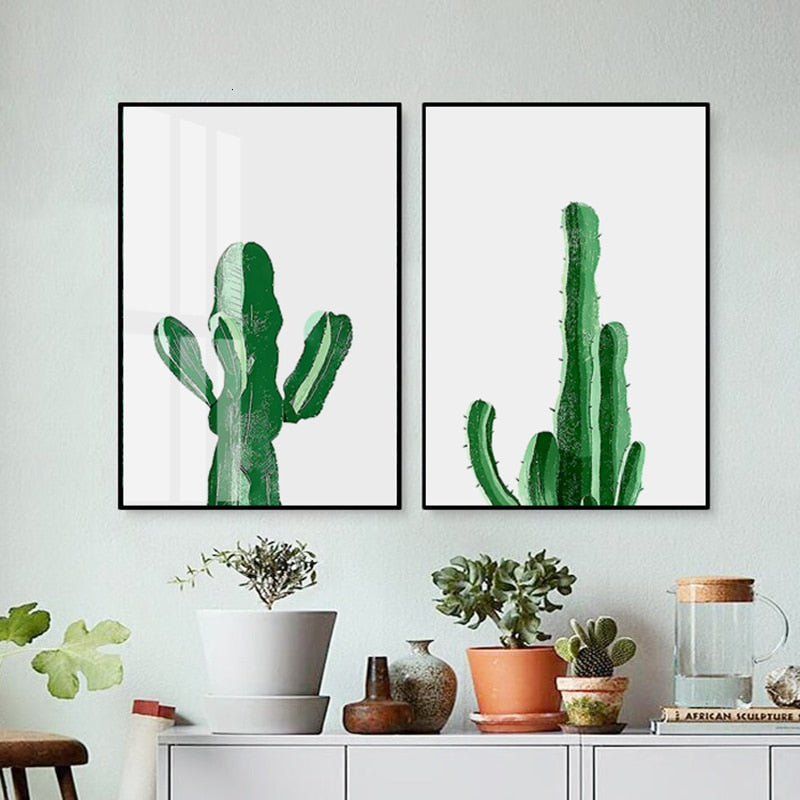 Scandinavia Cactus Plants - Canvas Wall Art Painting | Bowlift