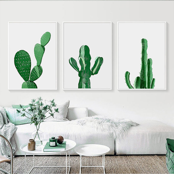 Scandinavia Cactus Plants - Canvas Wall Art Painting | Bowlift