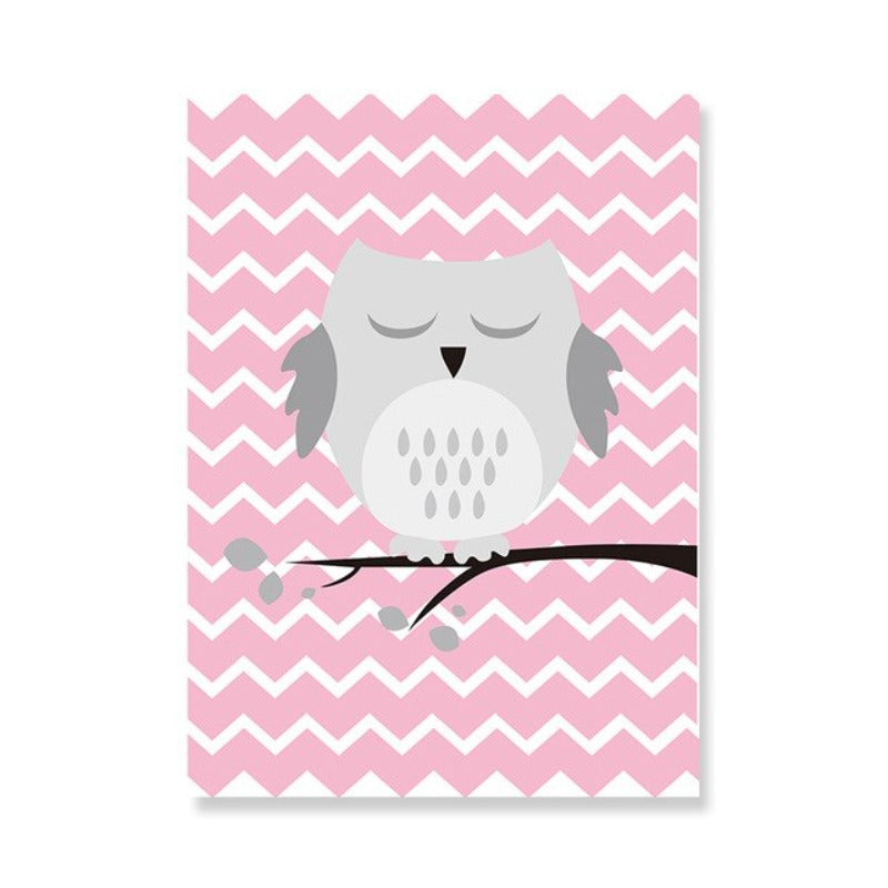 Baby Pink Owl - Canvas Wall Art Painting | Bowlift