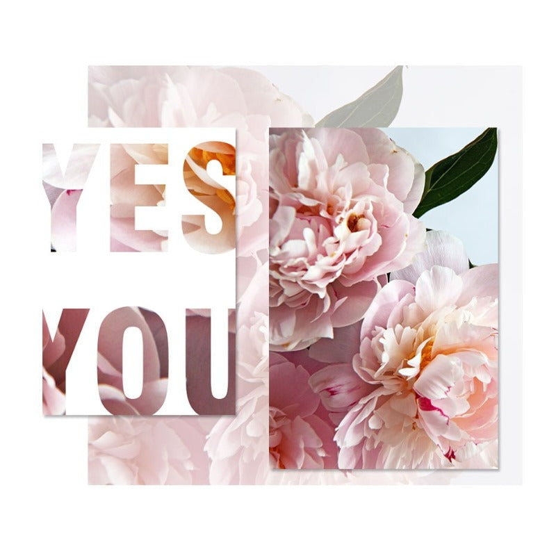 Pink Peony Floral Yes You Can Quotes  - Canvas Wall Art Painting | Bowlift