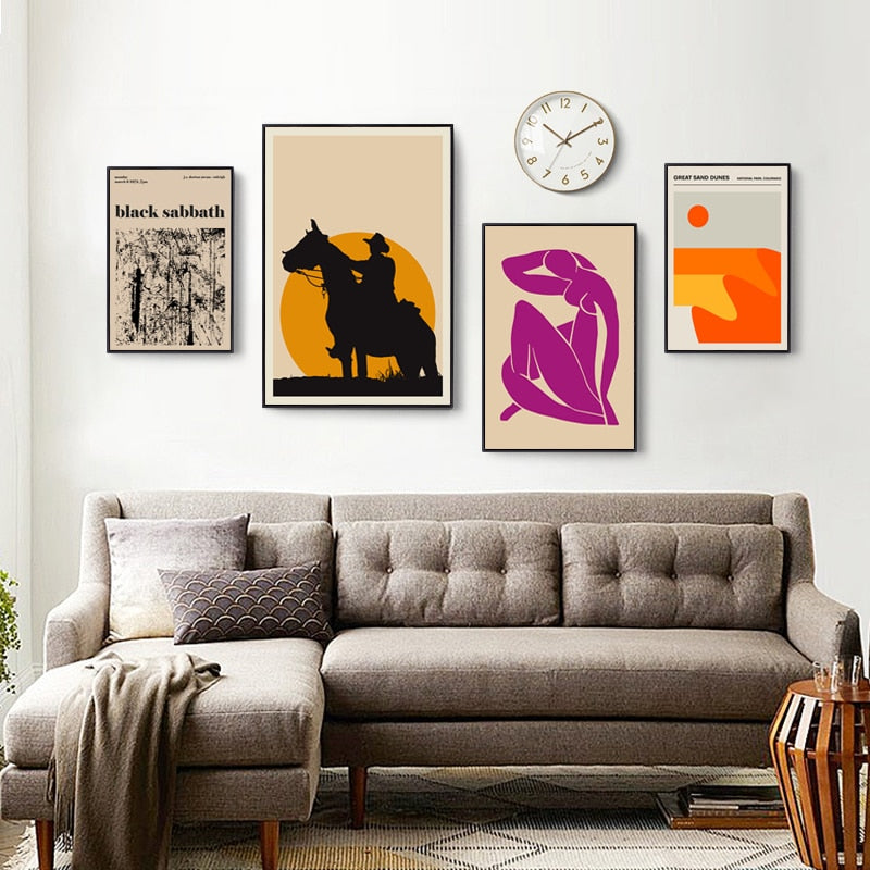 Vintage Abstract Canvas Painting Geometric Wall Art | Bowlift