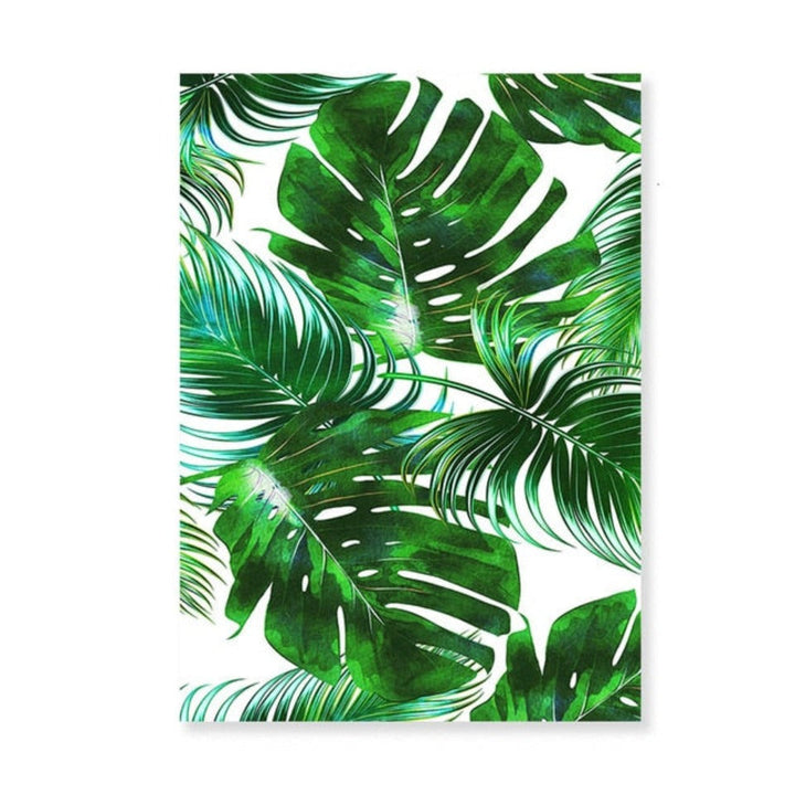 Scandinavia Tropical Green Leaf Nature Pictures - Canvas Wall Art Painting | Bowlift