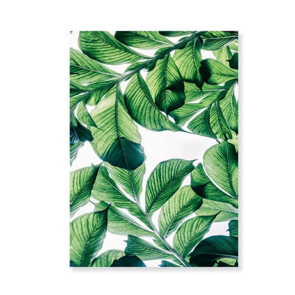 Scandinavia Tropical Green Leaf Nature Pictures - Canvas Wall Art Painting | Bowlift