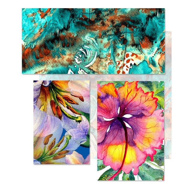 Blue Pink Floral - Canvas Wall Art Painting | Bowlift