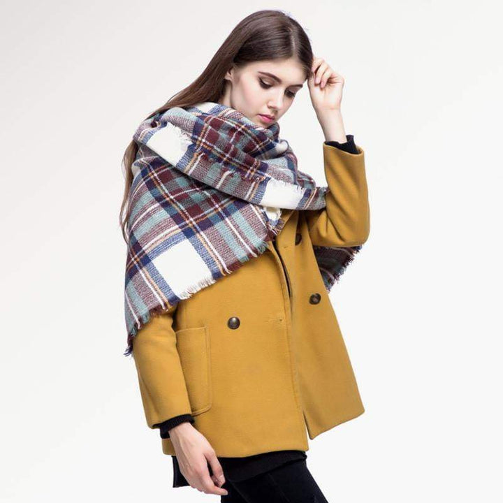 BowLift | Brand Women Winter Plaid Square Knitted Scarf